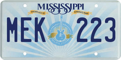 MS license plate MEK223