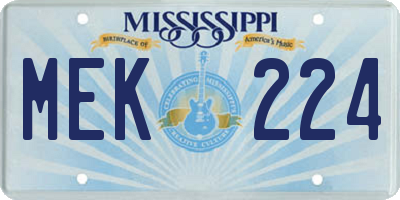 MS license plate MEK224