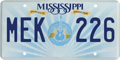 MS license plate MEK226