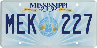 MS license plate MEK227