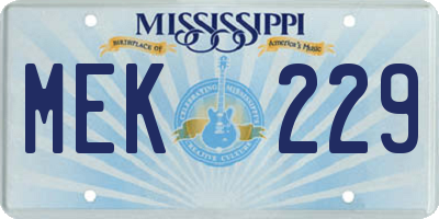 MS license plate MEK229