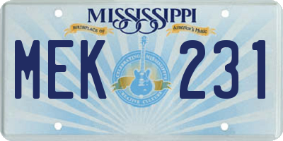 MS license plate MEK231