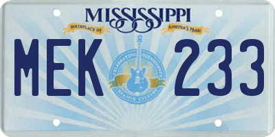 MS license plate MEK233