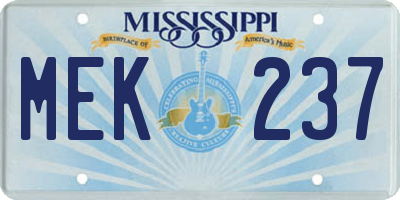 MS license plate MEK237
