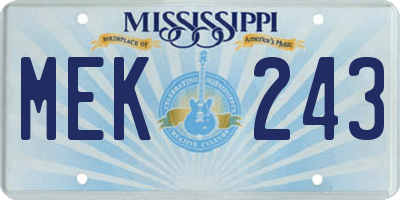 MS license plate MEK243