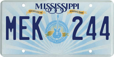 MS license plate MEK244
