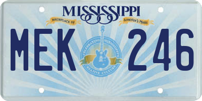 MS license plate MEK246