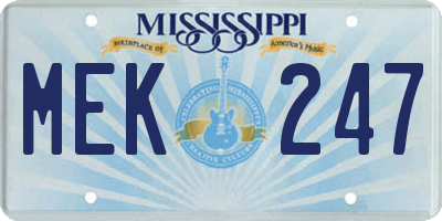 MS license plate MEK247