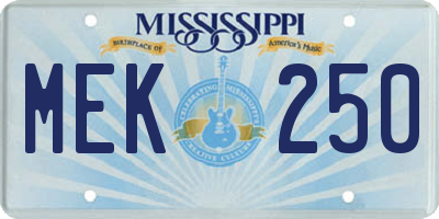 MS license plate MEK250