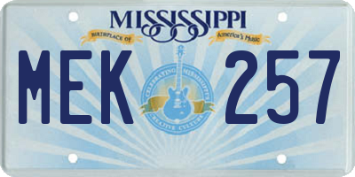 MS license plate MEK257