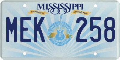 MS license plate MEK258