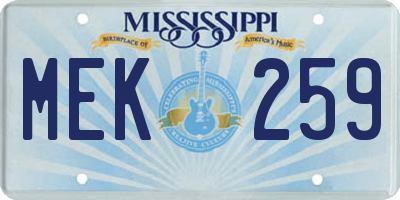 MS license plate MEK259