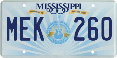 MS license plate MEK260