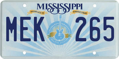 MS license plate MEK265