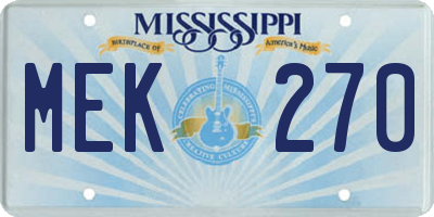 MS license plate MEK270