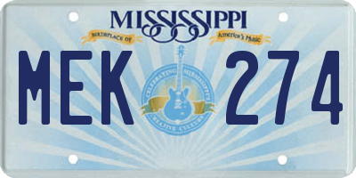 MS license plate MEK274