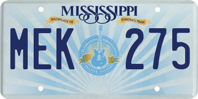 MS license plate MEK275