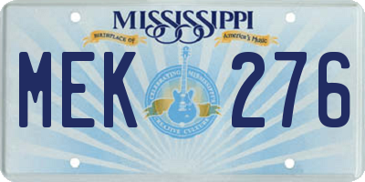 MS license plate MEK276