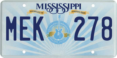 MS license plate MEK278