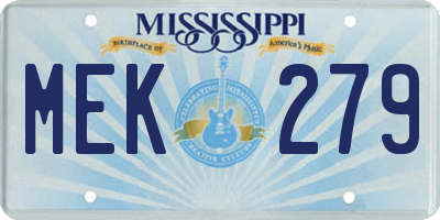 MS license plate MEK279