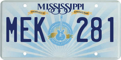 MS license plate MEK281