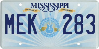 MS license plate MEK283