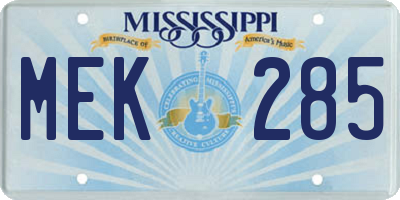 MS license plate MEK285