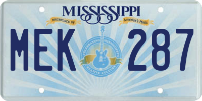 MS license plate MEK287