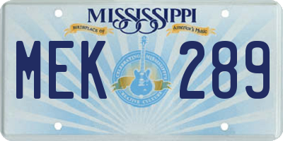 MS license plate MEK289