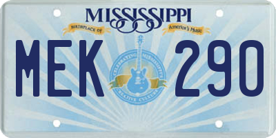 MS license plate MEK290