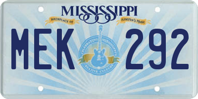 MS license plate MEK292