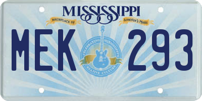 MS license plate MEK293