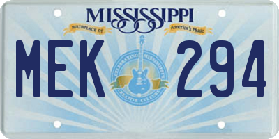 MS license plate MEK294