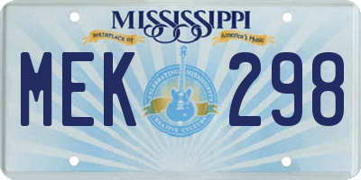MS license plate MEK298