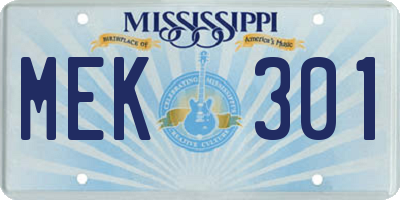 MS license plate MEK301