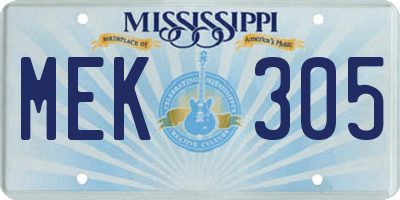 MS license plate MEK305