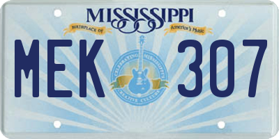 MS license plate MEK307