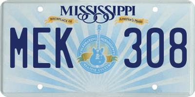 MS license plate MEK308