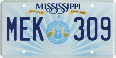 MS license plate MEK309