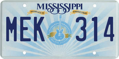 MS license plate MEK314