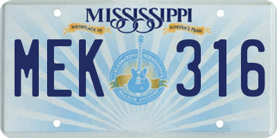 MS license plate MEK316