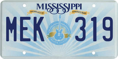 MS license plate MEK319