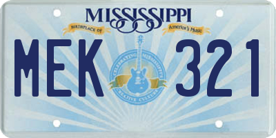 MS license plate MEK321