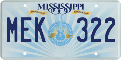 MS license plate MEK322