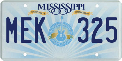 MS license plate MEK325