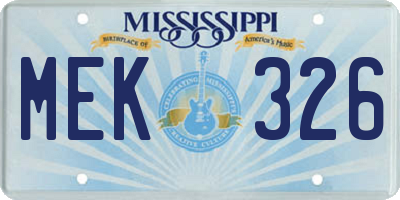 MS license plate MEK326