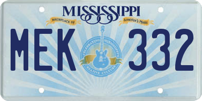 MS license plate MEK332