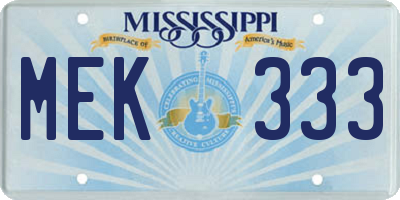 MS license plate MEK333