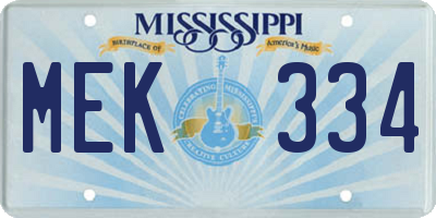 MS license plate MEK334