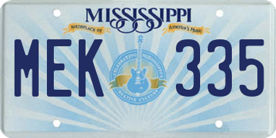 MS license plate MEK335